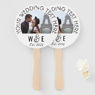 Custom Modern Deco Text Program Fan Wedding Favour