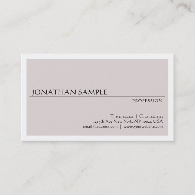 Custom Modern Design Minimalist Elegant Template Business Card (Front)