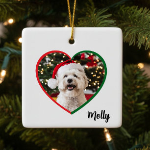 Custom Modern Dog Photo Christmas Ceramic Ornament