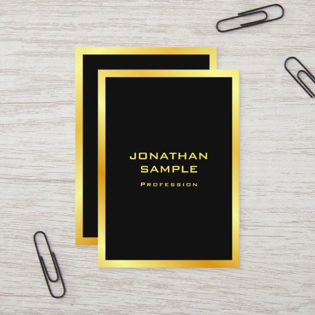 Custom Modern Elegant Black And Gold Template Business Card (Front/Back In Situ)