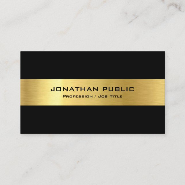 Custom Modern Elegant Black Gold Simple Template Business Card (Front)