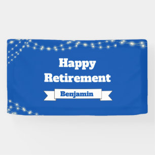 Custom Modern Elegant Blue Happy Retirement  Banner