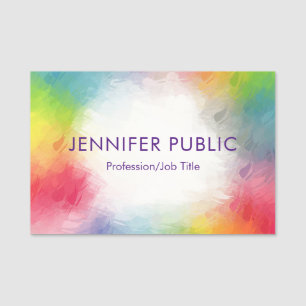 Custom Modern Elegant Colourful Template Rainbow Name Tag