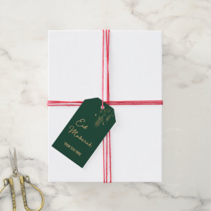 Custom Modern Elegant Eid Mubarak Green Eid Gift Tags