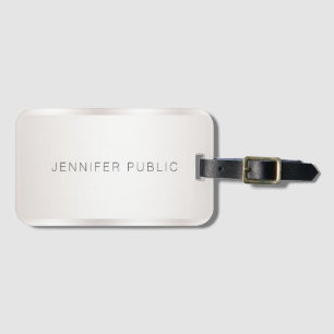 Custom Modern Elegant Faux Silver Simple Template Luggage Tag
