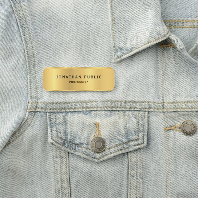 Custom Modern Elegant Glamourous Gold Template Name Tag (In Situ)