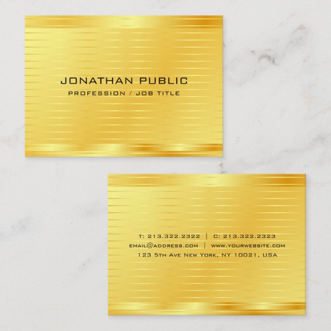 Custom Modern Elegant Gold Look Premium Silk Business Card (Front/Back)