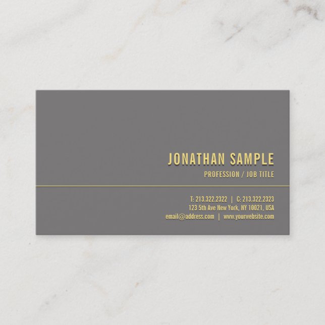 Custom Modern Elegant Gold Minimalist Luxurious Business Card (Front)