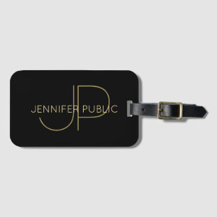 Custom Modern Elegant Gold Monogram Template Luggage Tag