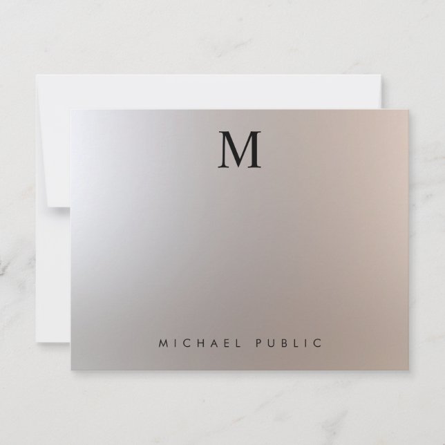Custom Modern Elegant Initial Monogram Silver Card (Front)