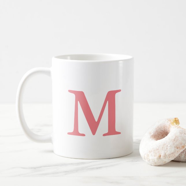 Custom Modern Elegant Initial Monogram Template Coffee Mug (With Donut)