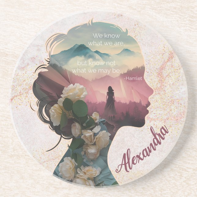 Custom Modern Elegant Keepsake Inspirational Quote Coaster (Front)