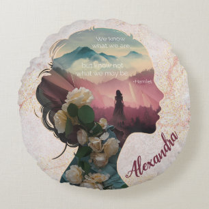 Custom Modern Elegant Keepsake Inspirational Quote Round Pillow