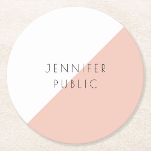 Custom Modern Elegant Minimalist Simple Template Round Paper Coaster