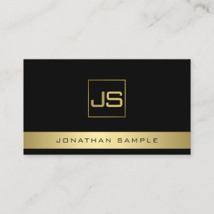 Custom Modern Elegant Monogram Black And Gold Business Card
