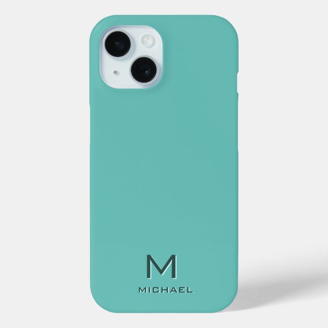 Custom Modern Elegant Monogram Template Light Teal Case-Mate iPhone Case (Back)