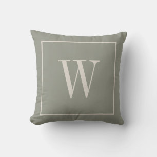 Custom Modern Elegant Monogrammed Initial Taupe  Throw Pillow