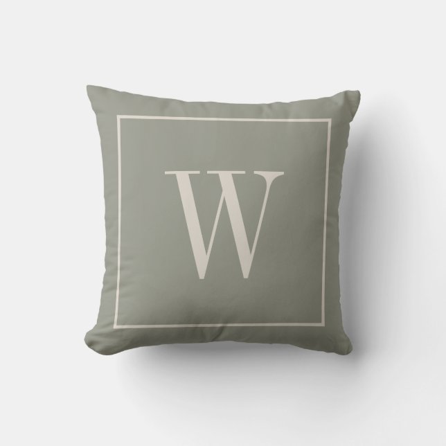 Custom Modern Elegant Monogrammed Initial Taupe  Throw Pillow (Front)