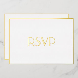Custom Modern Elegant Party RSVP White Faux Gold