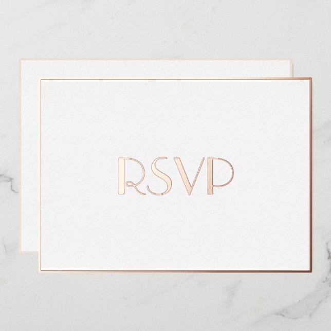 Custom Modern Elegant Party RSVP White Rose Gold (Front/Back)
