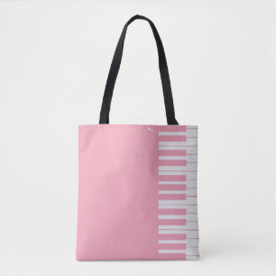 Custom modern elegant piano musical note tote bag