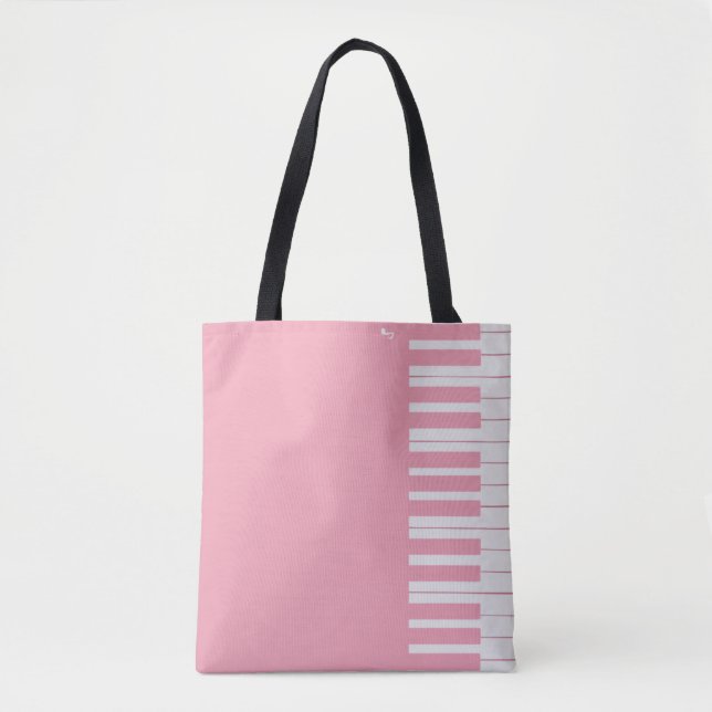 Custom modern elegant piano musical note tote bag (Front)