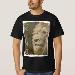 Custom Modern Elegant Pop Art Lion Face Mens Black T-Shirt