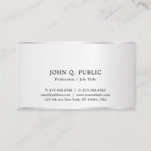 Custom Modern Elegant Professional Faux Silver Business Card