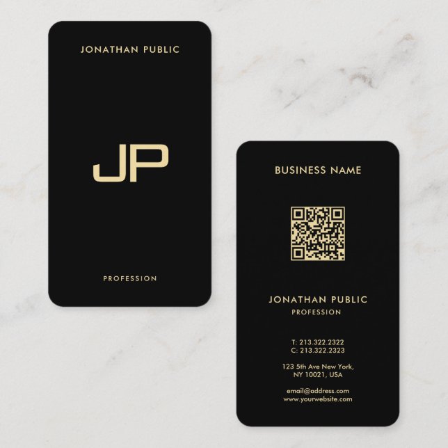 Custom Modern Elegant QR Code Template Luxurious Business Card (Front/Back)