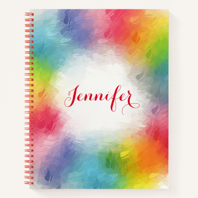 Custom Modern Elegant Rainbow Colours Template Notebook (Front)
