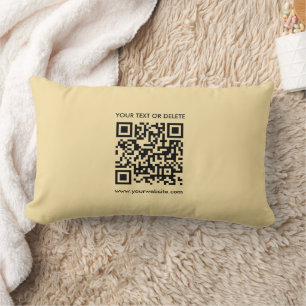 Custom Modern Elegant Simple Template QR Code Gold Lumbar Pillow