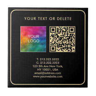 Custom Modern Elegant Template Black Gold QR Code Tile