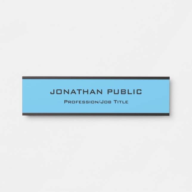 Custom Modern Elegant Template Cool Sky Blue Door Sign (Front)
