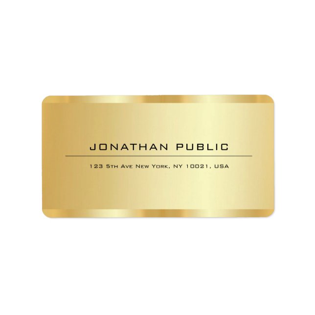 Custom Modern Elegant Template Gold Address Label (Front)