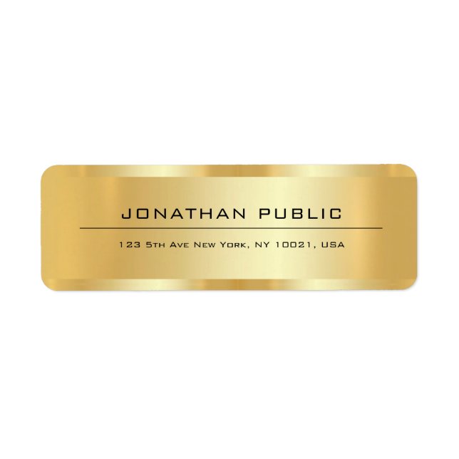 Custom Modern Elegant Template Gold Return Address (Front)