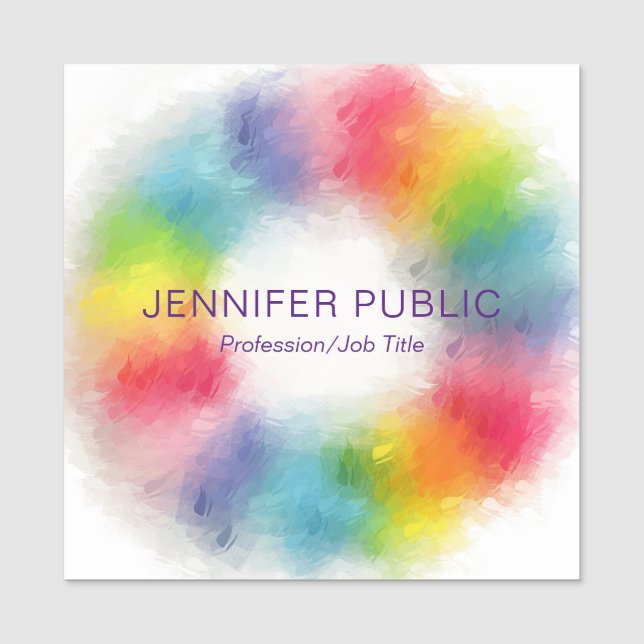 Custom Modern Elegant Template Rainbow Colours Name Tag (Front)
