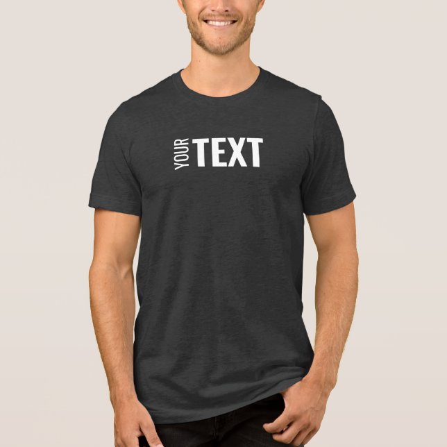 Custom Modern Elegant Text Mens Charcoal Black Tri-Blend Shirt (Front)