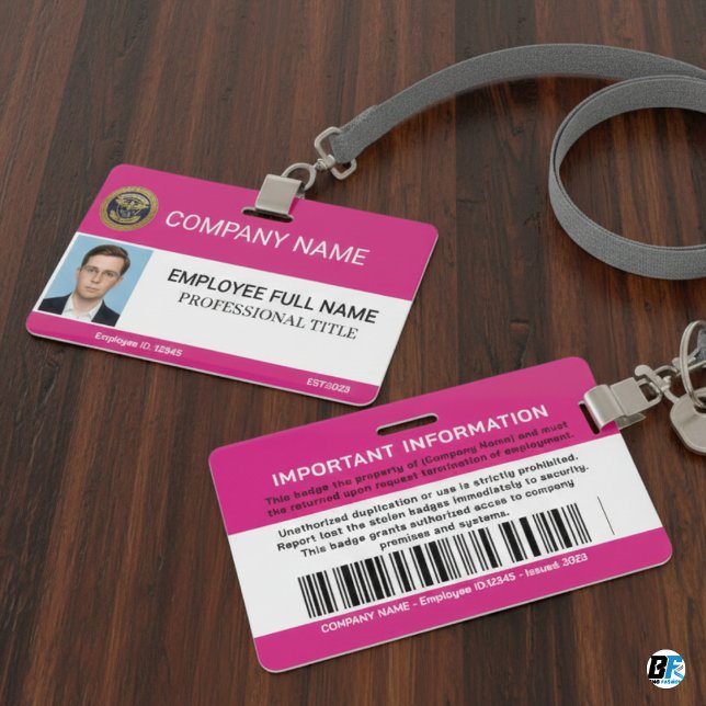 Custom Modern Employee With Photo, Barcode, Logo Badge (Creator Uploaded)
