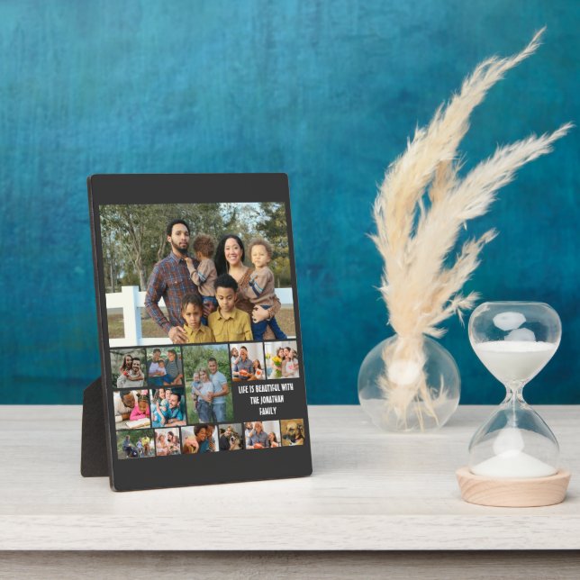 Custom Modern Family 14 Photo Collage Template Plaque (Side)