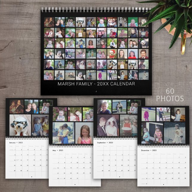 Custom Modern Family 60 Photo Collage - black Calendar (Creator Uploaded)
