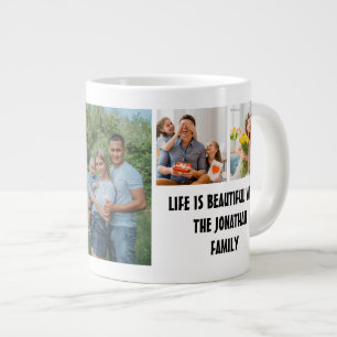 Custom Modern Family 7 Photo Collage Template Large Coffee Mug