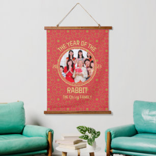 Custom Modern Family Chinese New Year Photo Hanging Tapestry