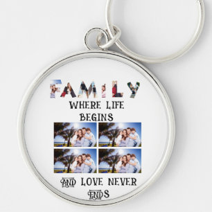 Custom Modern Family Love 10 Photo Collage  Keychain