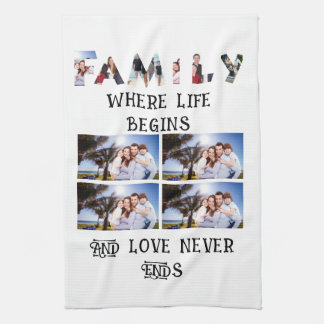 Custom Modern Family Love 10 Photo Collage Kitchen Towel