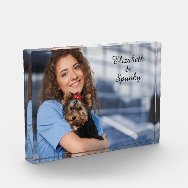  Custom Modern Family Love Pet Dog Personalize Photo Block (Left)