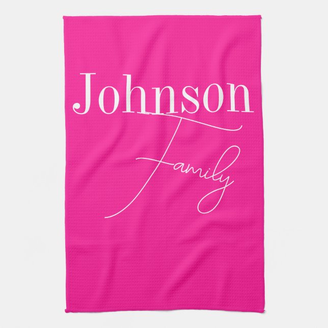 Custom Modern Family Name Kitchen Towel (Vertical)