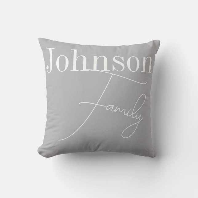 Custom Modern Family Name Throw Pillow (Front)