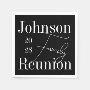 Custom Modern Family Reunion Party Black and White Napkin