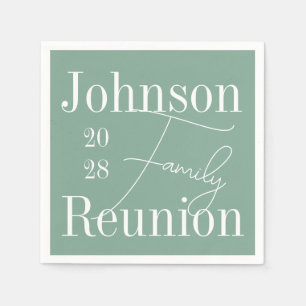Custom Modern Family Reunion Party Sage Green Napkin