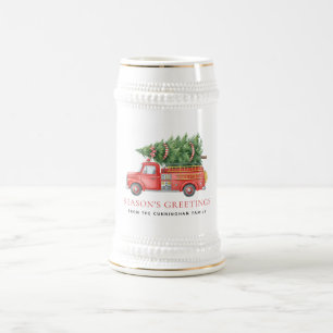 Custom Modern Firefighter Christmas Fire Truck Beer Stein